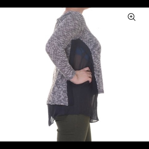 BAR III TWEED LAYERED PULLOVER TOP SMALL - Picture 5 of 8